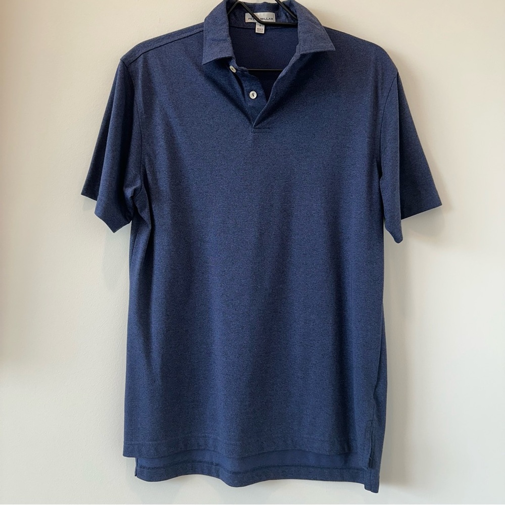 Peter Millar Dark Navy Blue Golf Polo Short Sleeve Shirt Casual Size Small
